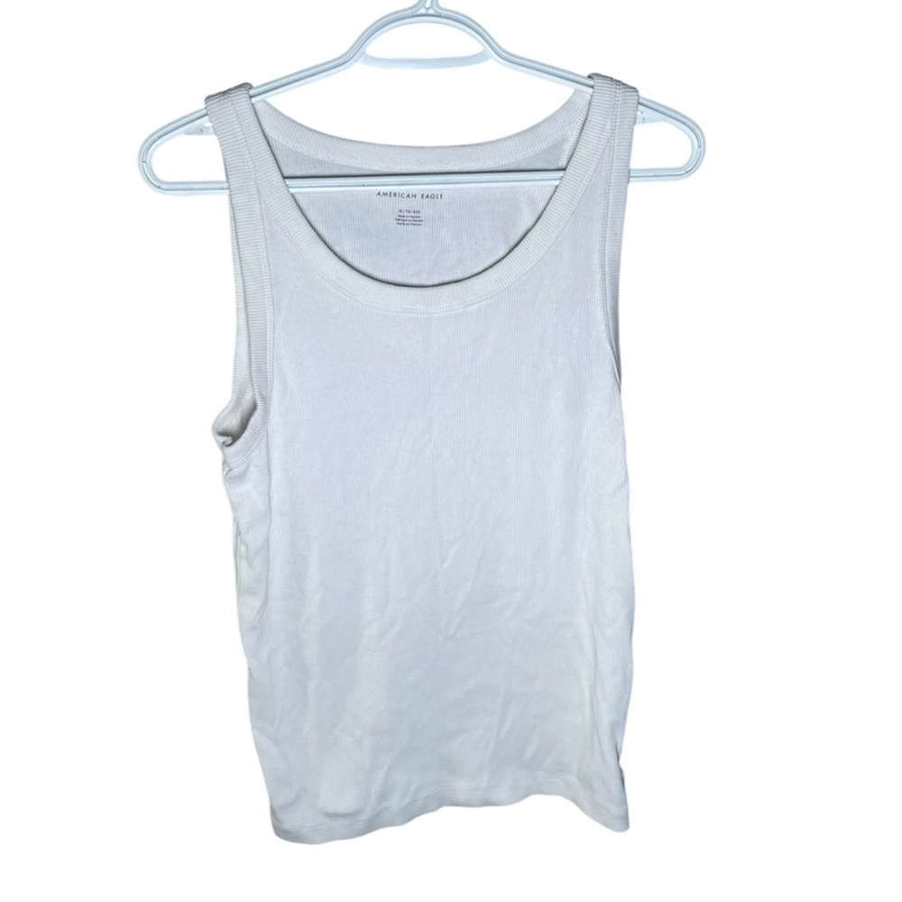 American Eagle XL Tank Top White Beater Thick Strap Summer Vacation Beach Shirts